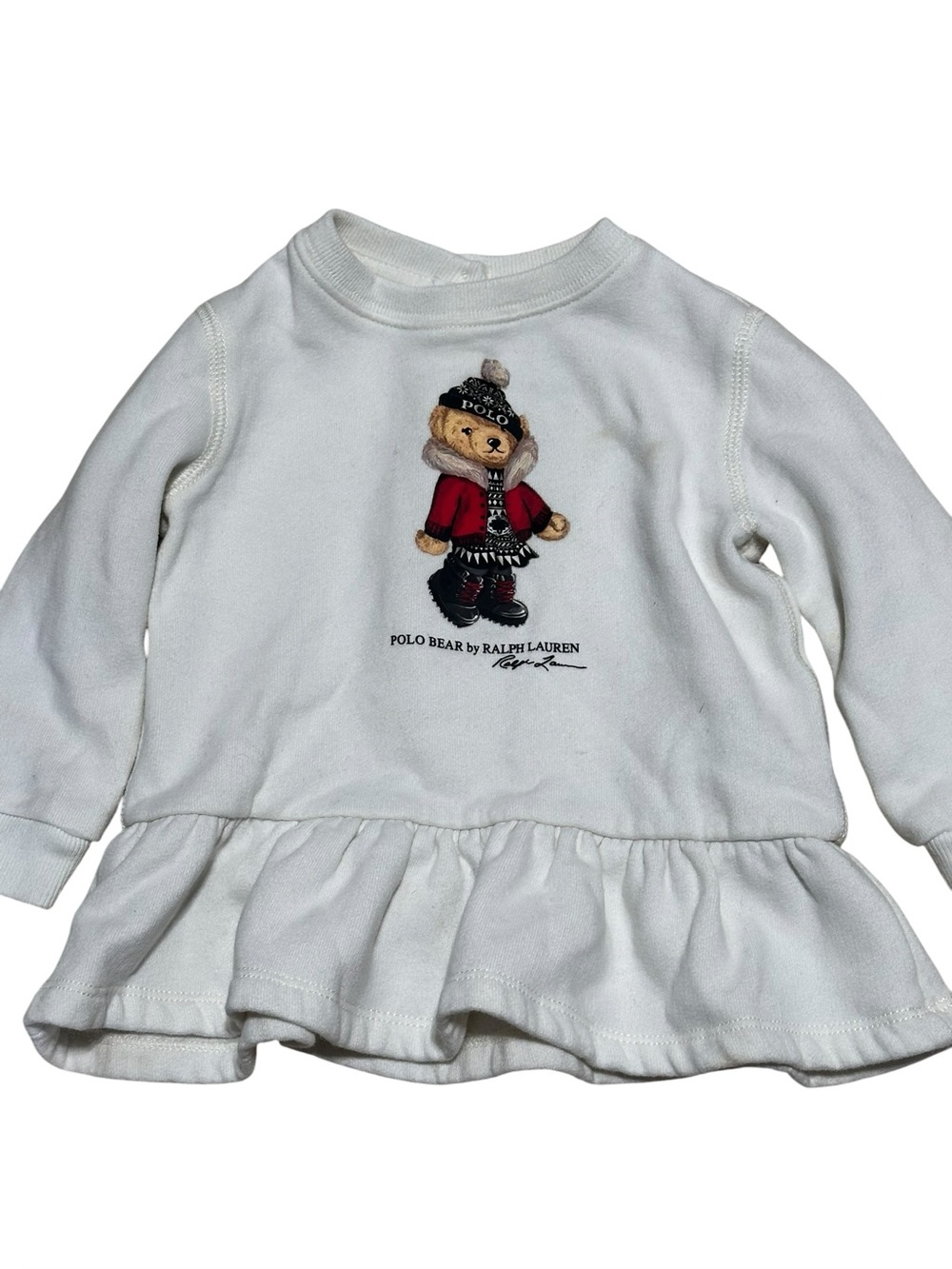 Ralph Lauren White Bear Graphic Peplum Top